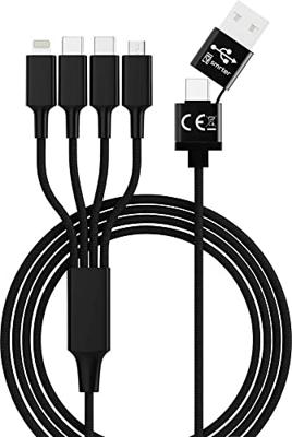Smrter USB-laadkabel USB-A stekker, USB-C stekker, USB-C stekker, Apple Lightning stekker, USB-micro-B stekker 1.20 m Zwart SMRTER_ELITE_C_BK