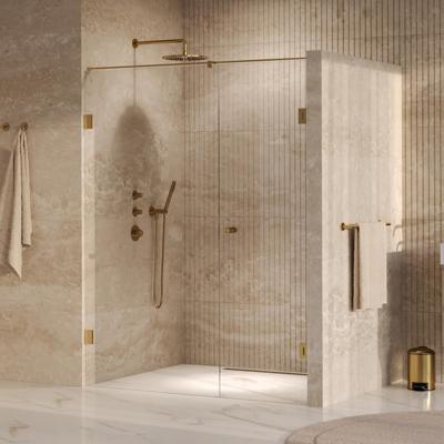 BRAUER Void Carving nisdeur 2-delig helder glas 150x200 omkeerbaar met draaideur 70 aan muur incl. glascoating PVD goud geborsteld