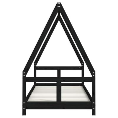 Kinderbedframe 80x200 cm massief grenenhout zwart