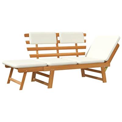 Tuinbank met kussens 2-in-1 190 cm massief acaciahout - thumbnail