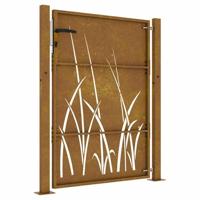 VidaXL Poort 105x130 cm grasontwerp cortenstaal - thumbnail