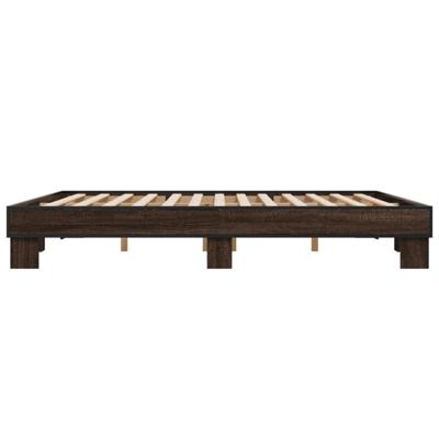 Bedframe bewerkt hout metaal bruin eikenkleur 200x200 cm