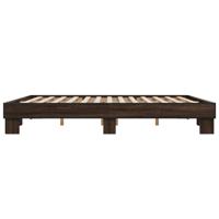 Bedframe bewerkt hout metaal bruin eikenkleur 200x200 cm - thumbnail