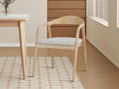 Stoel GAMBAS massief essenhout naturel/beige stof Stoel GAMBAS massief essenhout naturel/beige stof