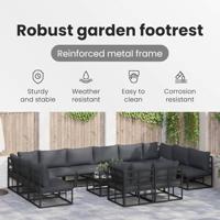 Tuinbankenset met kussen 12 pcs Zwart Aluminium - thumbnail