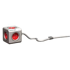 PowerCube Extended stekkerblok rood 5 stopcontacten 1,5M