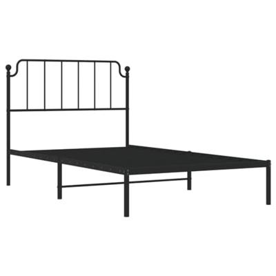 Bedframe met hoofdbord metaal zwart 107x203 cm