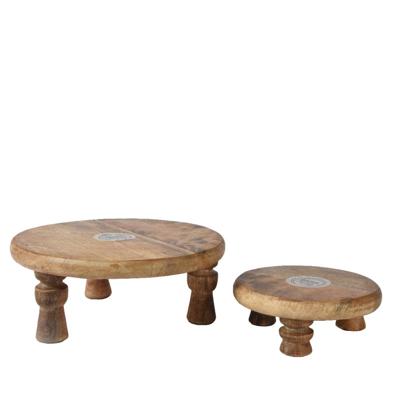 Plateauset mangohout 2-delig Ø25cmH8cm