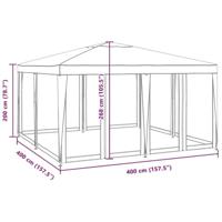 VidaXL Partytent met 8 mesh zijwanden 4x4 m hdpe blauw - thumbnail