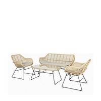 Wates lounge set bamboo wicker/brown cushions Eurofar - Eurofar - thumbnail