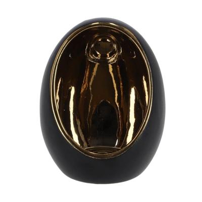 Theelichthouder Pim 9.5x9.5x12.5 cm Goud/Zwart/Aardewerk