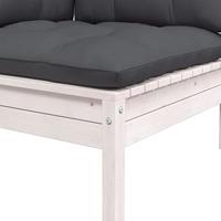 Tuinbank 2-zits met kussens massief grenenhout wit - thumbnail