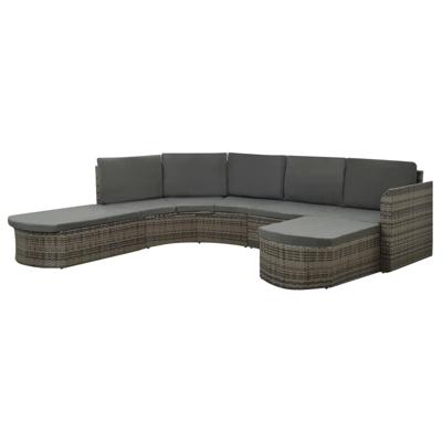 4-delige Loungeset met kussens poly rattan grijs