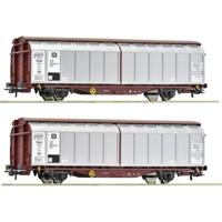 Roco 6600111 H0 2-delige set schuifwandwagons van de DB - thumbnail