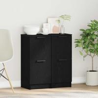 Dressoir 2 pcs Zwart eiken 30 x 30 x 70 cm Bewerkt hout - thumbnail
