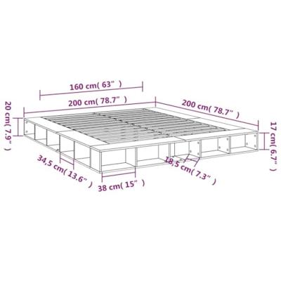 Bedframe massief hout wit 200x200 cm Bedframe massief hout wit 200x200 cm