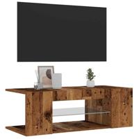 Tv-meubel met LED 90x39x30 cm bewerkt hout oud hout - thumbnail