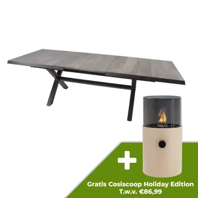 Tuintafel Uittrektafel Castilla Negro Kruispoot 204/264x102 cm Tafel Buiten Lesli Living Tuintafel Uittrektafel Castilla Negro Kruispoot 204/264x102 cm Tafel Buiten Lesli Living