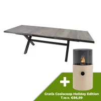 Tuintafel Uittrektafel Castilla Negro Kruispoot 204/264x102 cm Tafel Buiten Lesli Living - thumbnail