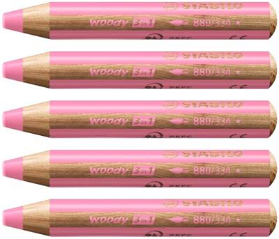 Kleurpotlood stabilo 880 woody 3 in 1 roze | 5 stuks