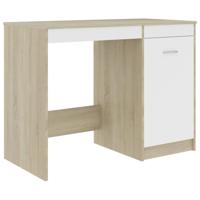 VidaXL Bureau 100x50x76 cm bewerkt hout wit en sonoma eikenkleurig - thumbnail