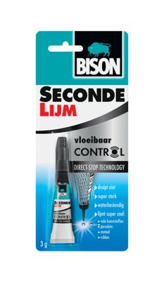 Bison secondelijm Control Vloeibaar, tube van 3 g, promo blister van 2 stuks