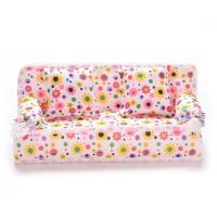 Mini meubels bloem sofa 20cm Bank + 2 kussens voor poppenhuis accessoires (doek sofa) - thumbnail