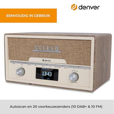 Denver MDA-525LW LIGHT WOOD Radio DAB+, VHF (FM) Hout (licht)