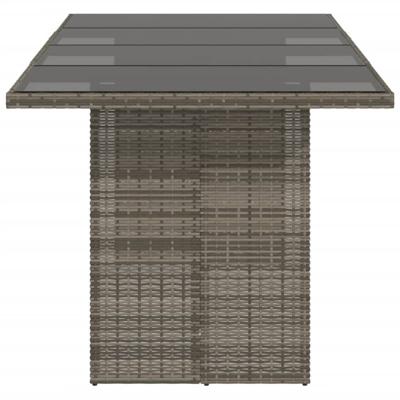Tuintafel met glazen blad 190x80x74 cm poly rattan grijs - thumbnail
