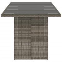Tuintafel met glazen blad 190x80x74 cm poly rattan grijs - thumbnail