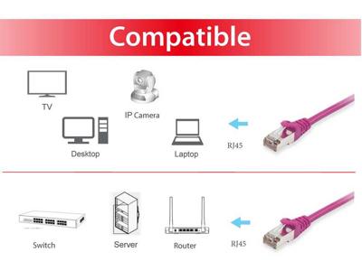 Equip 605555 RJ45 Netwerkkabel, patchkabel CAT 6 S/FTP 1.00 m Violet Vergulde steekcontacten 1 stuk(s)