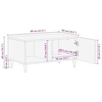 Salontafel 80x50x40 cm massief mangohout lichtgrijs - thumbnail