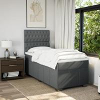 Boxspring met matras stof donkergrijs 90x190 cm - thumbnail