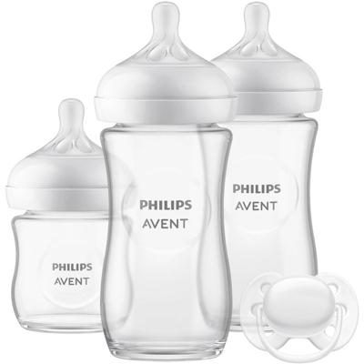 Philips AVENT Natural Response 3 glazen flessen + fopspeenset doorzichtig