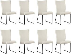 Set van 8 Crème leren industriële eetkamerstoelen Mate - Toledo Leer Nebbia (crème leer)