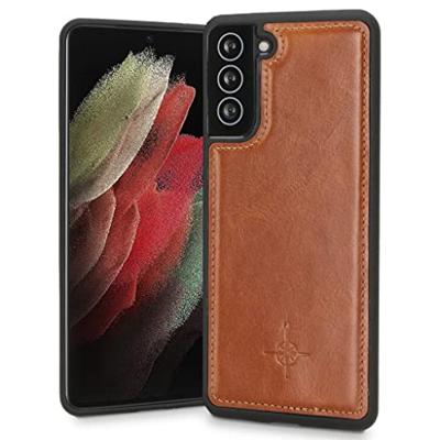 NorthLife - Samsung Galaxy S21 - Backcover hoesje Echt Leer - Cognac NorthLife - Samsung Galaxy S21 - Backcover hoesje Echt Leer - Cognac