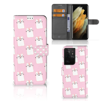 Samsung Galaxy S21 Ultra Telefoonhoesje met Pasjes Sleeping Cats Samsung Galaxy S21 Ultra Telefoonhoesje met Pasjes Sleeping Cats