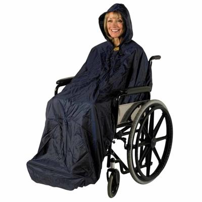 Rolstoelponcho Wheely Mac zonder mouwen Deluxe | Ongevoerd | Capuchon | Winddicht | Waterdicht | Blauw | Large | Splash | PR34022-L