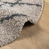 VidaXL Vloerkleed pamplona shaggy hoogpolig ø 120 cm beige antraciet - thumbnail