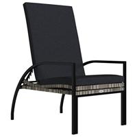Ligbedden 2 st met voetensteun polyetheen rattan grijs - thumbnail