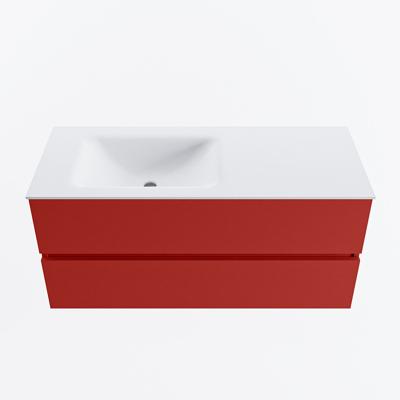 MONDIAZ VICA 110cm badmeubel onderkast Fire 2 lades. Wastafel CLOUD links 1 kraangat, kleur Talc.