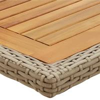Tuintafel massief acaciahout en poly rattan beige - thumbnail