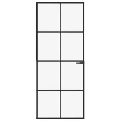 VidaXL Binnendeur 83x201,5 cm gehard glas en aluminium smal zwart - thumbnail
