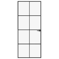 Binnendeur 83x201,5 cm gehard glas en aluminium smal zwart - thumbnail