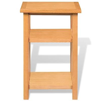 VidaXL Bijzettafel met tijdschrifthouder 27x35x55 cm massief eikenhout