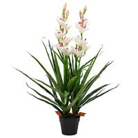 VidaXL Kunstplant met pot cymbidium orchidee 100 cm groen - thumbnail