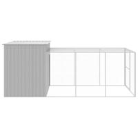 Hondenhok met ren 214x457x181 cm staal lichtgrijs - thumbnail