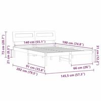Bedframe Wit 140 x 190 cm Massief grenenhout - thumbnail
