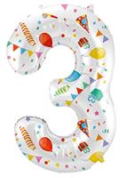 Folieballon Cijfer 3 Joyful Party - 86 cm - thumbnail
