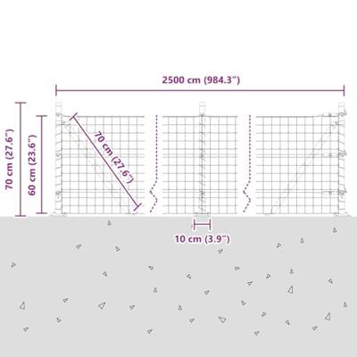 VidaXL Hek met paal groen 0,6 x 25 m staal en pvc